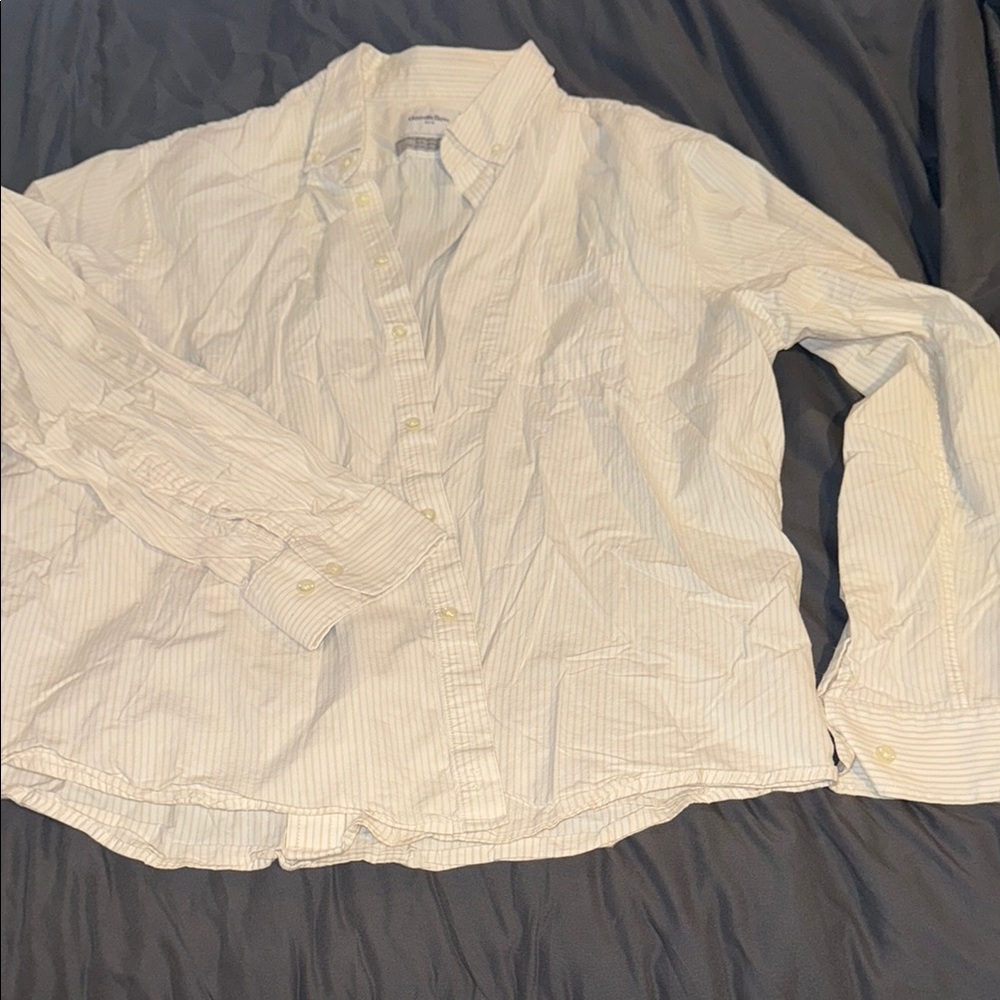 Goodfellow & Co Tan & Cream Striped Button-Up Shirt